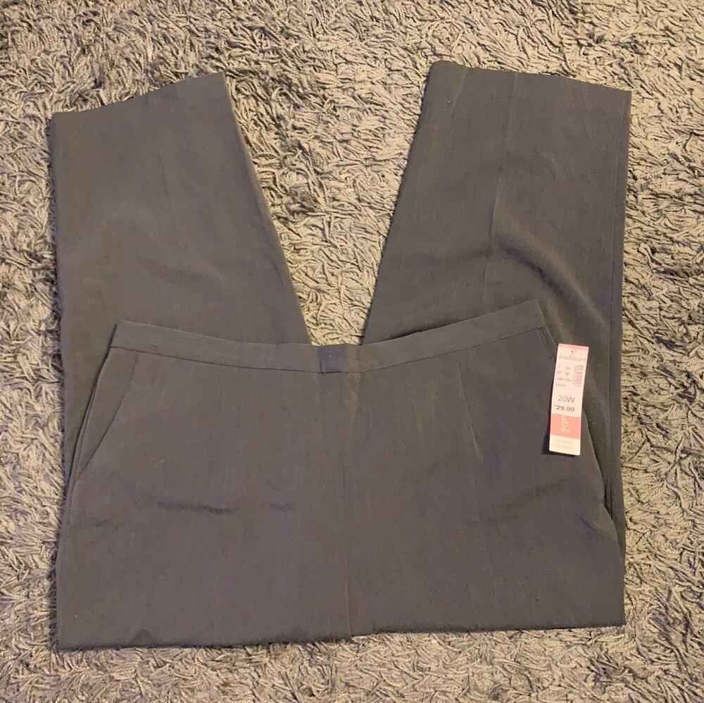 Dress Barn Gray Pants Elastic Waist Pull On 20W Short Length